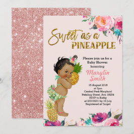 Luau Party Rose Ananas Babyduschkarte Einladung