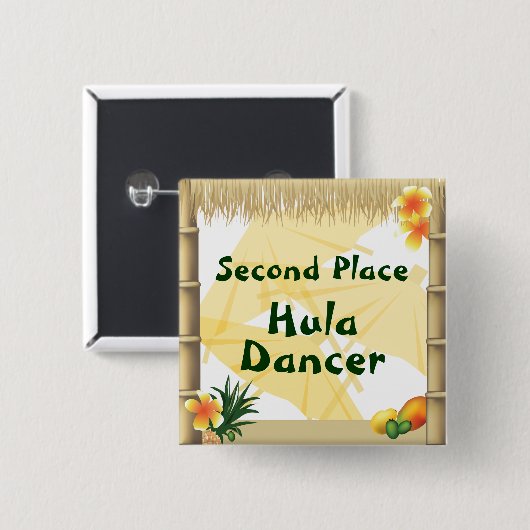 Luau Party Second Place Hula Dancer Button (Vorne & Hinten)