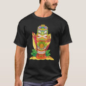 Luau Party Surfboard Polynesische Statue Tiki Mask T-Shirt (Vorderseite)