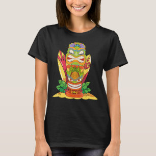Luau Party Surfboard Polynesische Statue Tiki Mask T-Shirt
