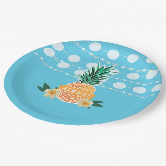 Luau Party-Teller Pappteller (Schrägansicht)