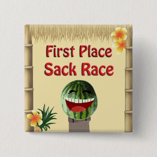 Luau Party Tiki Hütte 1 Place Watermelone Ristoran Button (Vorderseite)