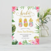 Luau Pineaple Girl Birthday Einladung (Stehend Vorderseite)