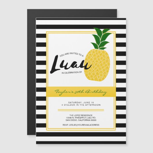 Luau Pineaple Party Magneteinladung (Vorne/Hinten)