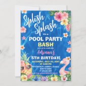 Luau Pineapple Hawaiian Birthday Pool Party Einladung (Vorderseite)