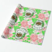 luau pink christmas hawaiian black santa hibiscus geschenkpapier (Ungerollt)