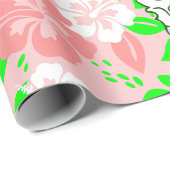 luau pink christmas hawaiian black santa hibiscus geschenkpapier (Rolleneckpunkt)