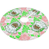 luau pink christmas hawaiian black santa hibiscus polyester weihnachtsbaumdecke (Schrägansicht)