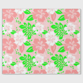 luau pink christmas hawaiian hibiscus floral xmas geschenkpapier (Flach)