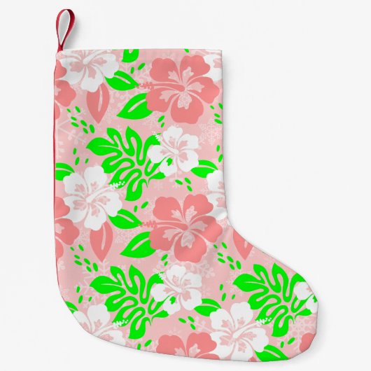luau pink christmas hawaiian hibiscus floral xmas kleiner weihnachtsstrumpf (Vorderseite)