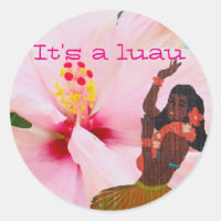 Luau Pink Hibiskus und Gras Rock Hula Girl