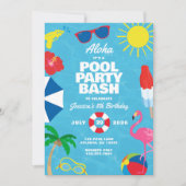 Luau Pool Party Einladung (Vorderseite)