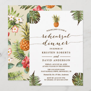 Luau Probe Dinner Tropische Blätter Ananas Einladung