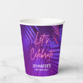 Luau Purple Palm Leaf Birthday Paper Cup Pappbecher (Rückseite)