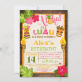 Luau Rentirement Party Einladung - Orange Text (Vorderseite)