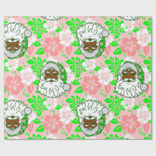 Luau Rosa Weihnachten Hawaiianisch Schwarzer Santa Geschenkpapier