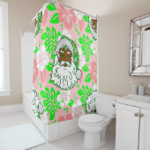 Luau rosa Weihnachten hawaiianisch schwarzer Weihn Duschvorhang (Beispiel)