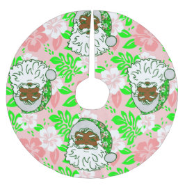 Luau rosa Weihnachten hawaiianisch schwarzer Weihn Polyester Weihnachtsbaumdecke