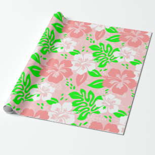 Luau Rosa Weihnachten Hawaiianischer Hibiskus Blum Geschenkpapier