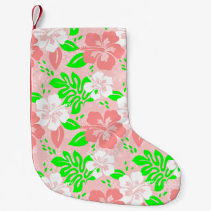 Luau Rosa Weihnachten Hawaiianischer Hibiskus Flor Kleiner Weihnachtsstrumpf