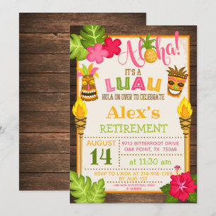 Luau-Ruhestandsfeier-Einladung - Orange Text Einladung