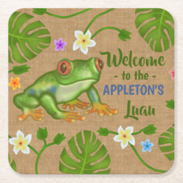 Luau Sommer-Party-tropischer Frosch-hawaiischer Rechteckiger Pappuntersetzer