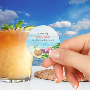 Luau Summer Beach Funny My Time Baby Dusche Runder Aufkleber