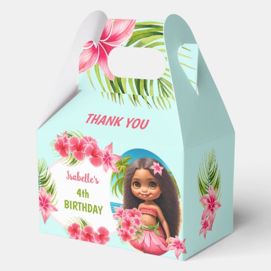 Luau Summer Birthday Tropical Beach Girl Geschenkschachtel (Vorderseite)