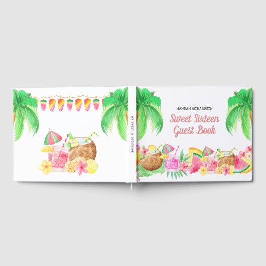 Luau Sweet 16 Hawaiian Theme Party Custom Gästebuch (Voll)