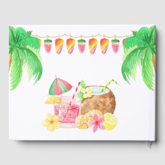 Luau Sweet 16 Hawaiian Theme Party Custom Gästebuch (Rückseite)