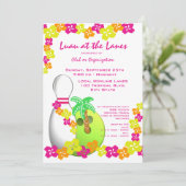 Luau Theme Bowling Einladung (Stehend Vorderseite)