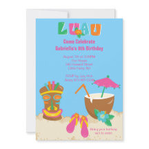 Luau Tiki Am Strand Einladung zum Geburtstag