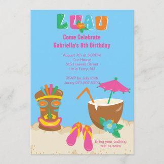 Luau Tiki Am Strand Einladung zum Geburtstag