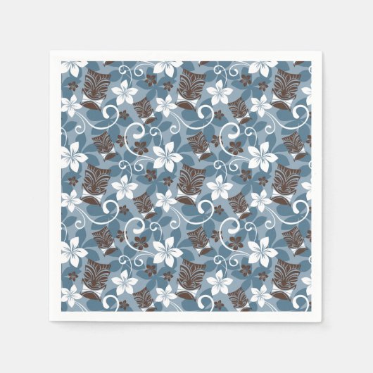 LUAU TIKI DESIGN (BLAU) SERVIETTE (Vorderseite)