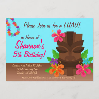 Luau Tiki Mann und Blumen-Geburtstags-Party Einladung