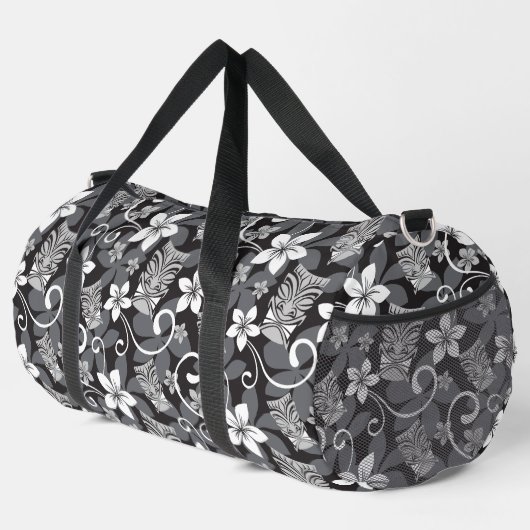 LUAU TIKI MUSTER (HOLZKOHLE) DUFFLE BAG (Rechte Ecke)