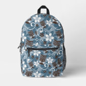 LUAU TIKI PATTERN (BLAU) BEDRUCKTER RUCKSACK (Vorderseite)