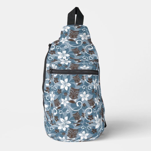 LUAU TIKI PATTERN (BLAU) CROSSBODY BAG (Vorderseite)