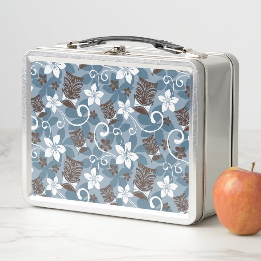 LUAU TIKI PATTERN (BLAU) METALL BROTDOSE (Beispiel)