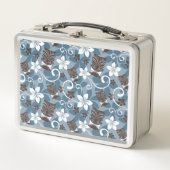 LUAU TIKI PATTERN (BLAU) METALL BROTDOSE (Vorderseite)