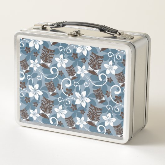 LUAU TIKI PATTERN (BLAU) METALL BROTDOSE (Vorderseite)