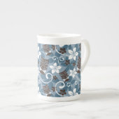 LUAU TIKI PATTERN (BLAU) PORZELLANTASSE (Vorderseite Rechts)