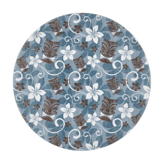 LUAU TIKI PATTERN (BLAU) SCHNEIDEBRETT (Vorderseite)