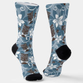 LUAU TIKI PATTERN (BLAU) SOCKEN (Gewinkelt)