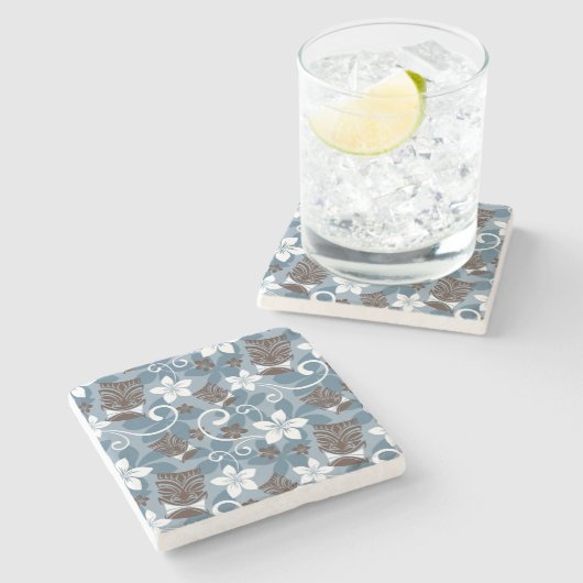 LUAU TIKI PATTERN (BLAU) STEINUNTERSETZER (Seitenansicht)