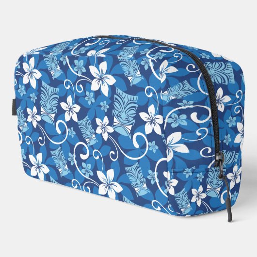 LUAU TIKI PATTERN (BRIGHT BLUE) DOPP KIT WASCHBEUTEL (Rechte Ecke)