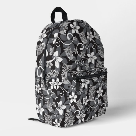 LUAU TIKI PATTERN (CHARCOAL) BEDRUCKTER RUCKSACK (Rückseitige Ecke links)