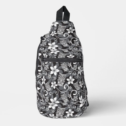 LUAU TIKI PATTERN (CHARCOAL) CROSSBODY BAG (Vorderseite)
