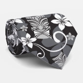 LUAU TIKI PATTERN (CHARCOAL) KRAWATTE (Gerollt)