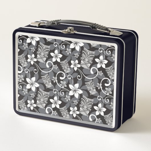 LUAU TIKI PATTERN (CHARCOAL) METALL BROTDOSE (Vorderseite)